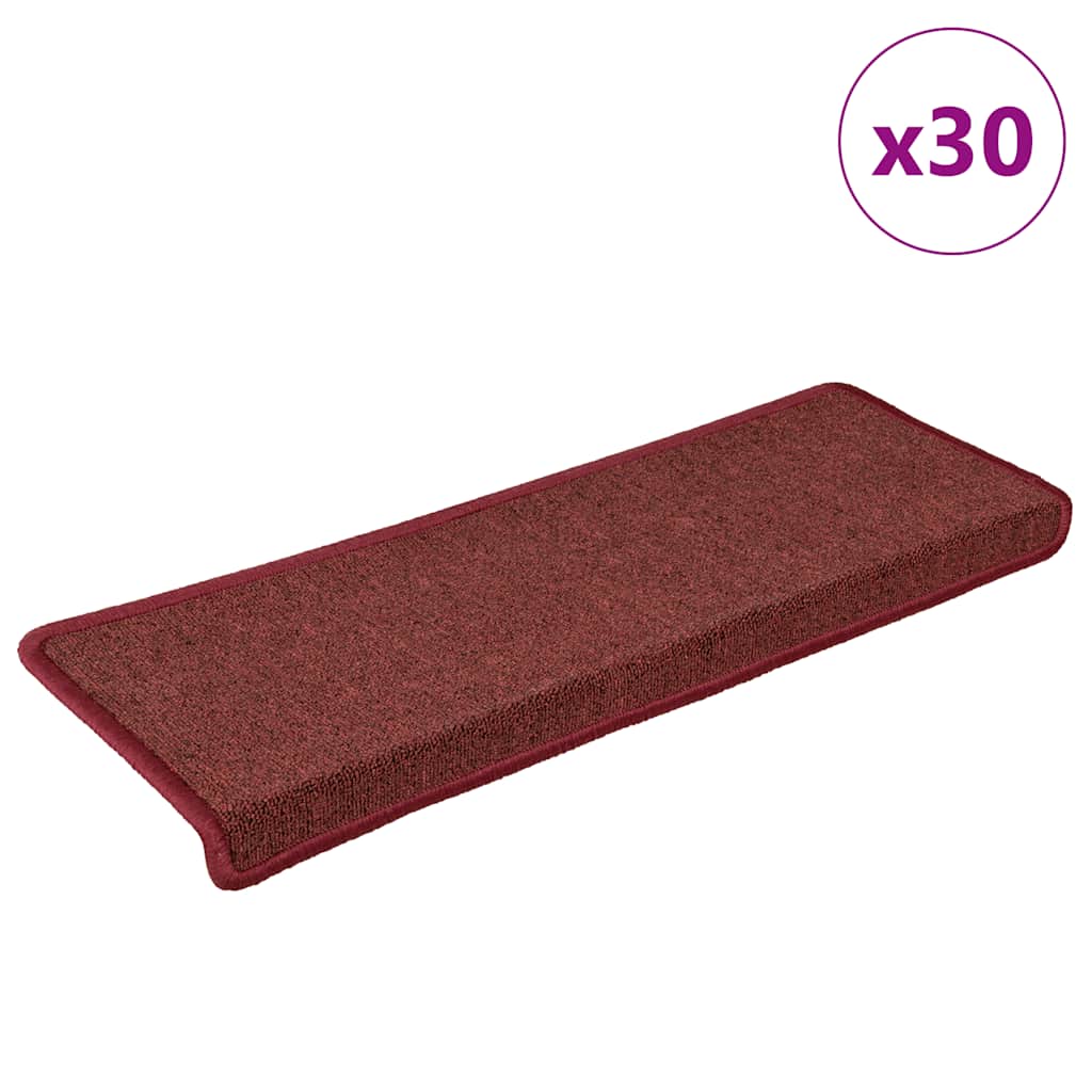 Vidaxl trapmatten 30 st 65x21x4 cm bordeaux rechthoekige rand