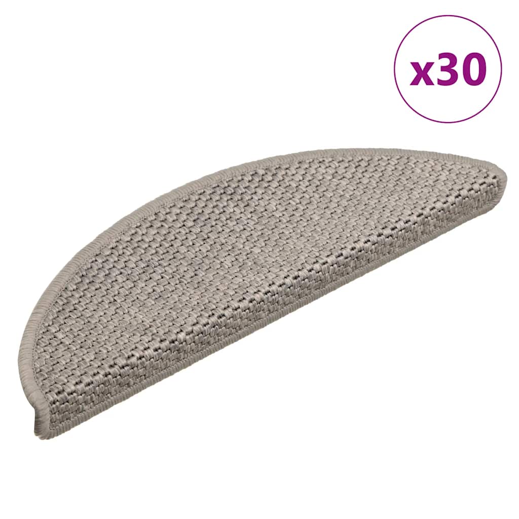 Vidaxl trapmatten zelfklevend 30 st sisal-look 56x17x3cm zilverkleurig