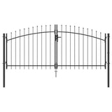 Vidaxl dubbele poort met slot grijs 299,5 x 149,5 cm staal
