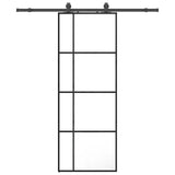 Vidaxl schuifdeur met beslagset 76x205 cm esg glas zwart