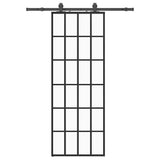 Vidaxl schuifdeur met beslagset 76x205 cm esg glas zwart