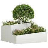 Vidaxl tuin bloempot wit 80 x 80 x 50 cm koudgewalst staal