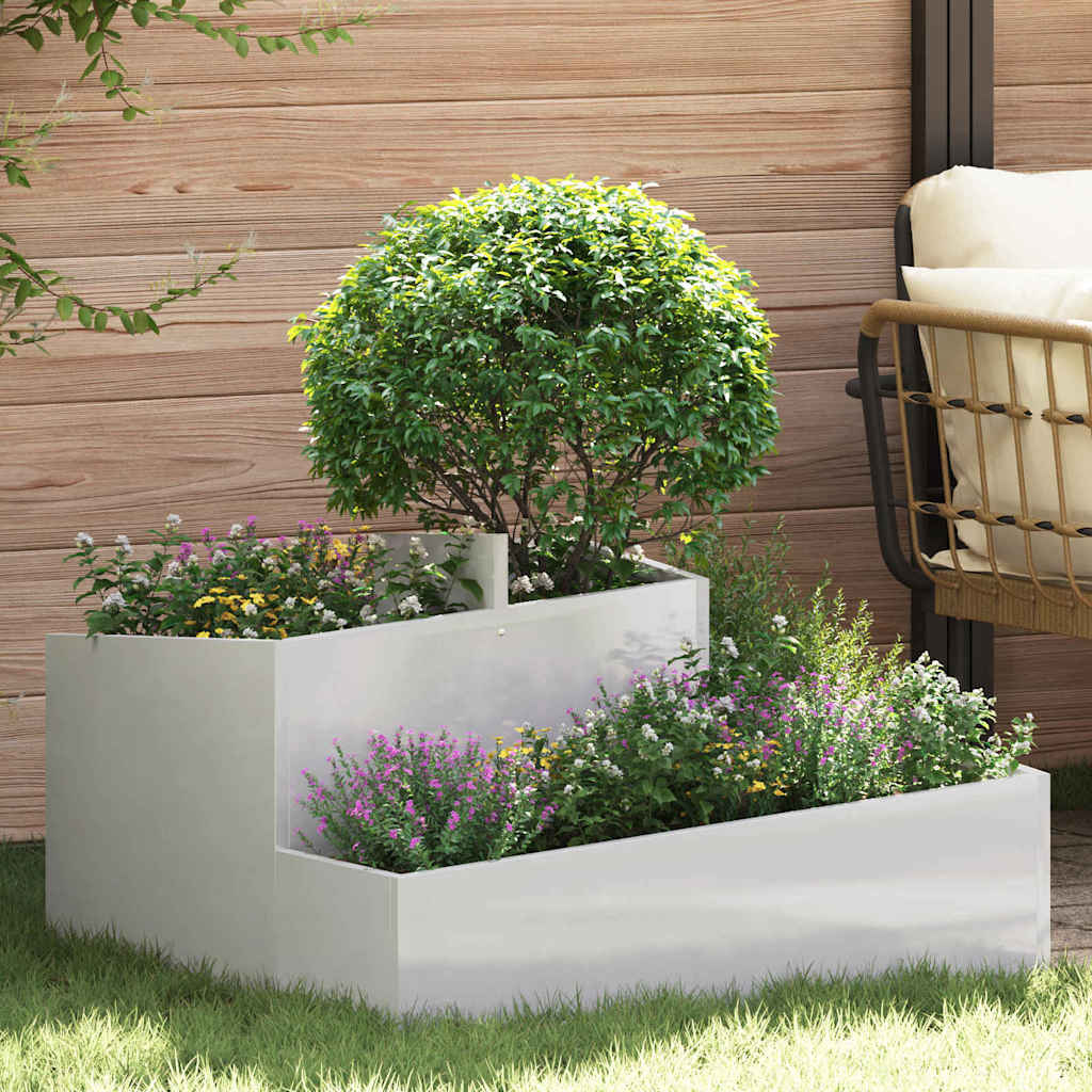 Vidaxl tuin bloempot zilver 80 x 80 x 50 cm roestvrij staal