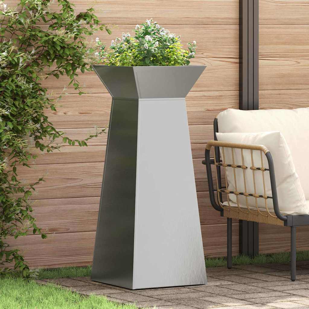 Vidaxl pilaar plantenbak 2 pcs zilver 40 x 40 x 100 cm