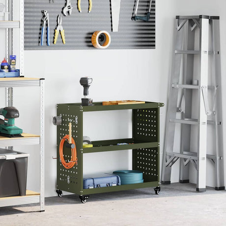 Vidaxl gereedschapswagen olijf groen 75 x 35 x 73 cm koudgewalst staal