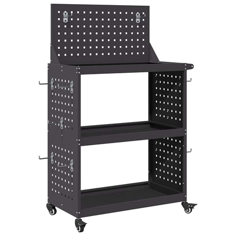Vidaxl gereedschapswagen zwart 65 x 35 x 111 cm koudgewalst staal