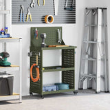 Vidaxl gereedschapswagen met plank olijf groen 65 x 35 x 111 cm