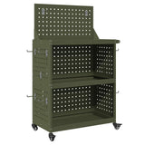 Vidaxl gereedschapswagen met plank olijf groen 65 x 35 x 111 cm