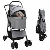 Vidaxl opvouwbare huisdierenwagen grijs 81 x 47 x 99 cm polyester