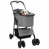Vidaxl opvouwbare huisdierenwagen grijs 81 x 47 x 99 cm polyester