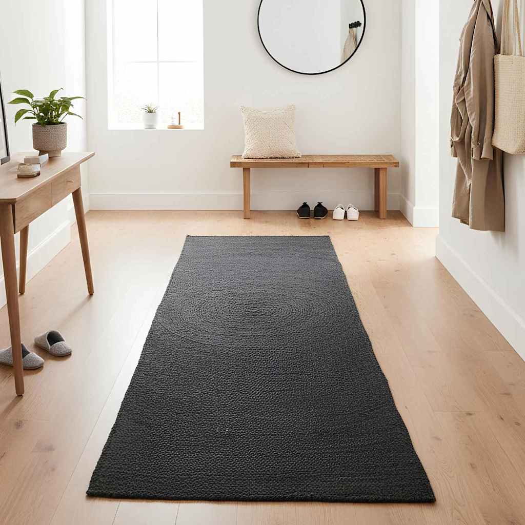 Vidaxl vloerkleden rechthoekig donkergrijs 80 x 300 cm jute