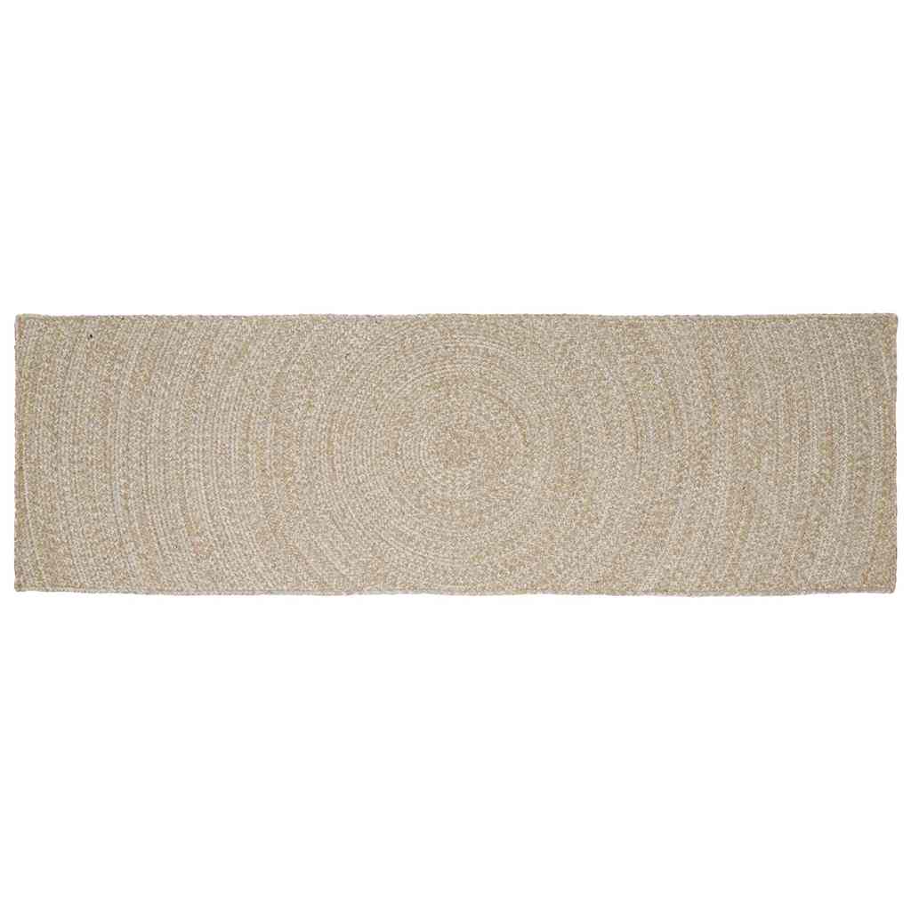 Vidaxl vloerkleden rechthoekig natuurlijk en wit 80 x 200 cm jute