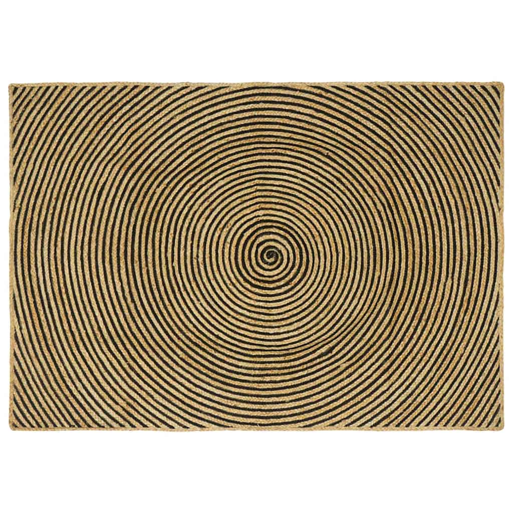 Vidaxl vloerkleed natuurlijk en zwart 140 x 200 cm jute