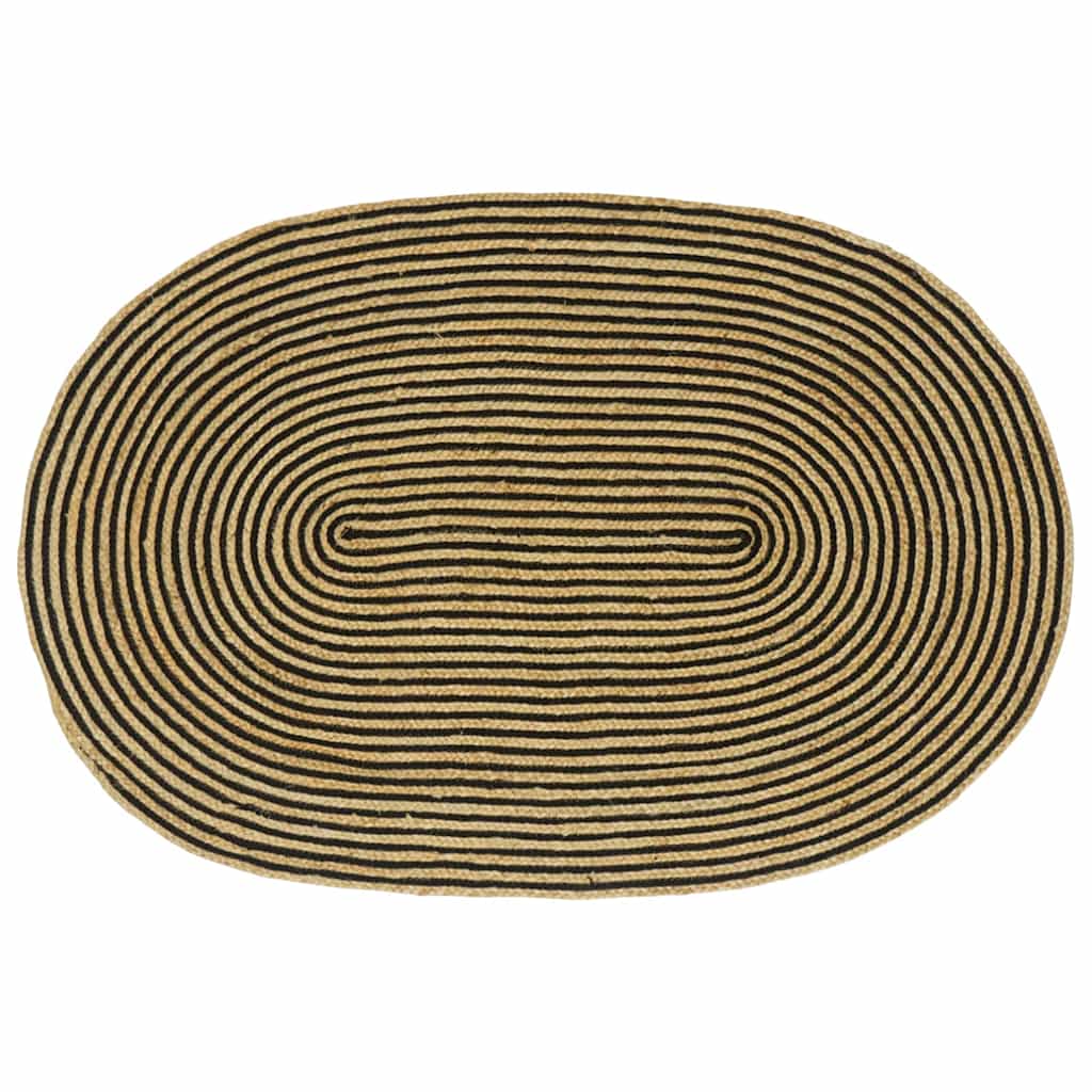 Vidaxl vloerkleed natuurlijk en zwart 122 x 183 cm jute