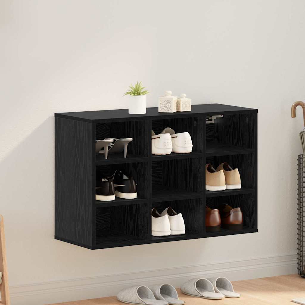 Vidaxl schoenenkast zwart eiken 77,5 x 30 x 51 cm bewerkt hout
