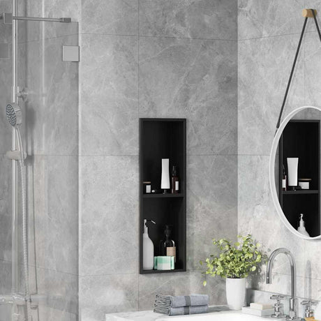 Vidaxl douche niche zwart 60 x 20 x 9,5 cm roestvrij staal