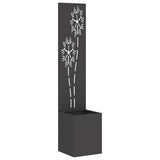 Vidaxl tuin privacy screen bloemen zwart 32 x 140 cm koudgewalst staal