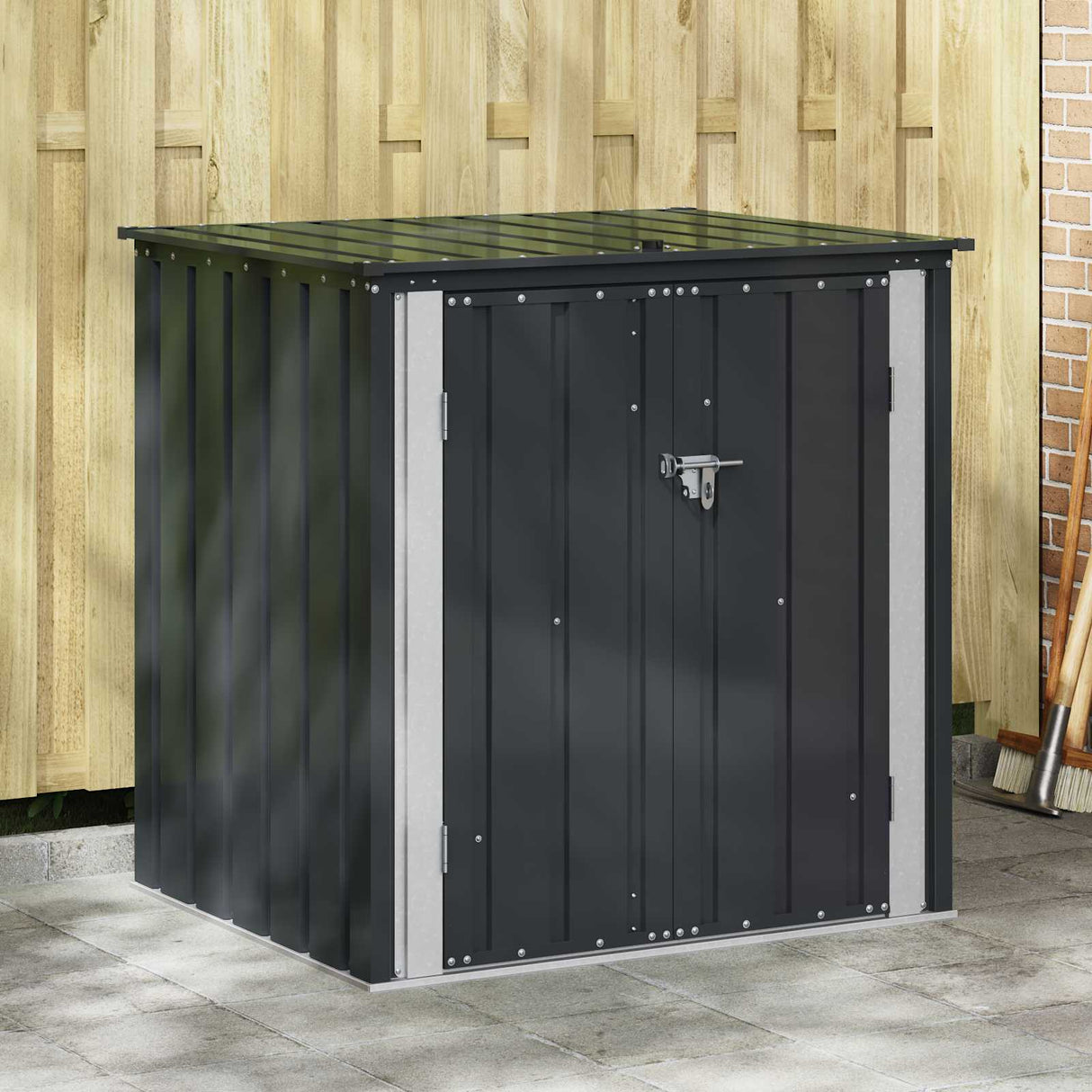 Vidaxl tuinopslagdoos zwart 101,5 x 82 x 100 cm staal