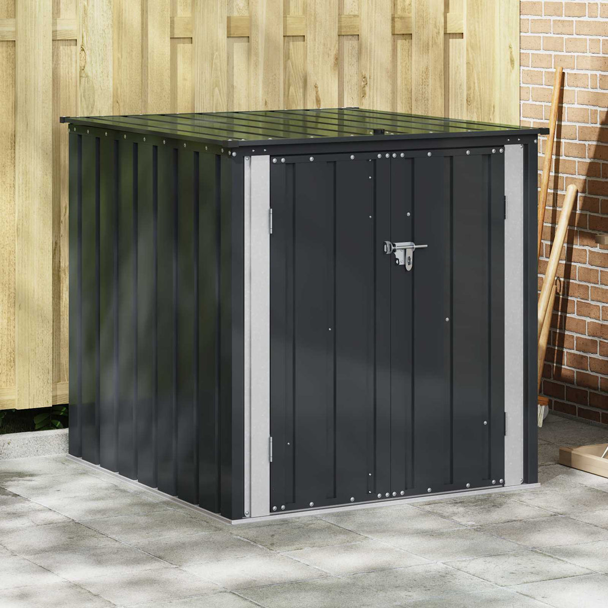 Vidaxl tuinopslagdoos zwart 101,5 x 107 x 100 cm staal