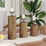Vidaxl kaarsenhouder 3 pcs naturel massief teakhout