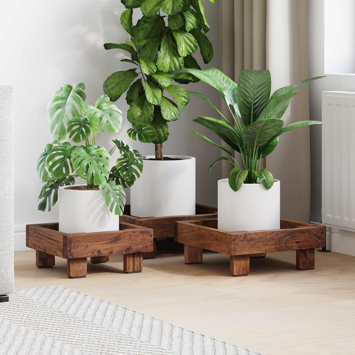 Vidaxl plantenstandaard 3 pcs bruin mahoniehout