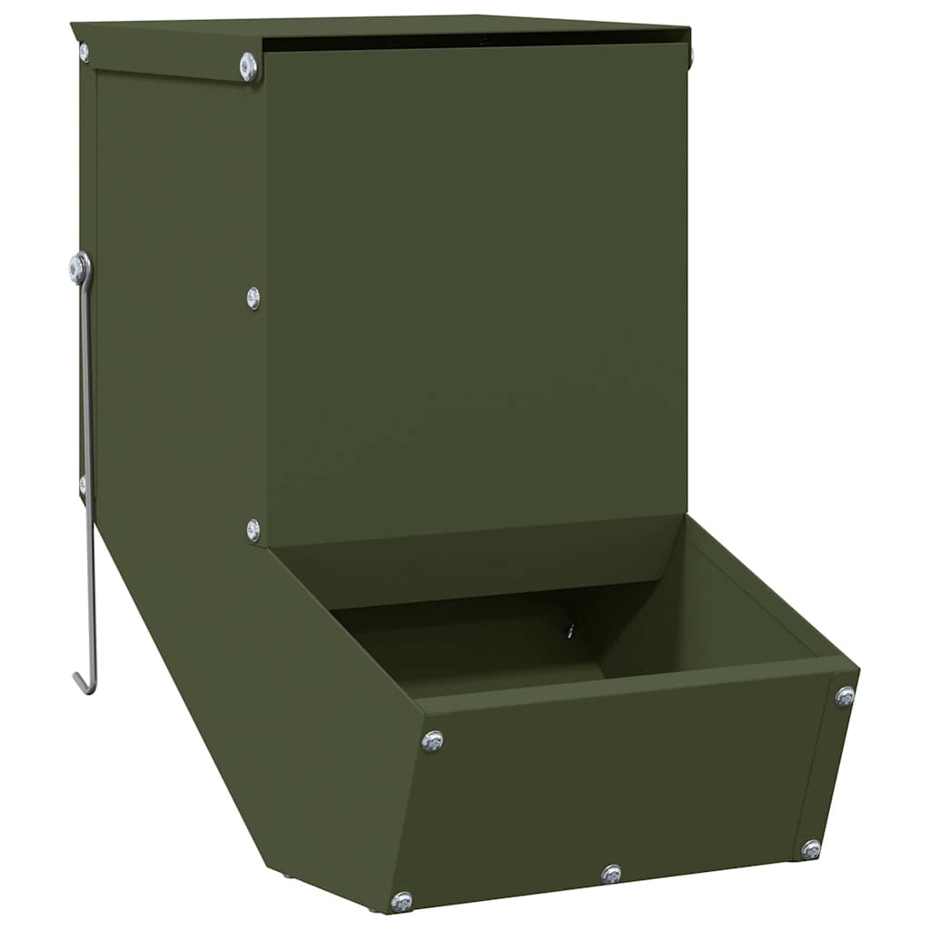 Vidaxl konijnenvoer olijf groen 17,5 x 26 x 28,5 cm koudgewalst staal