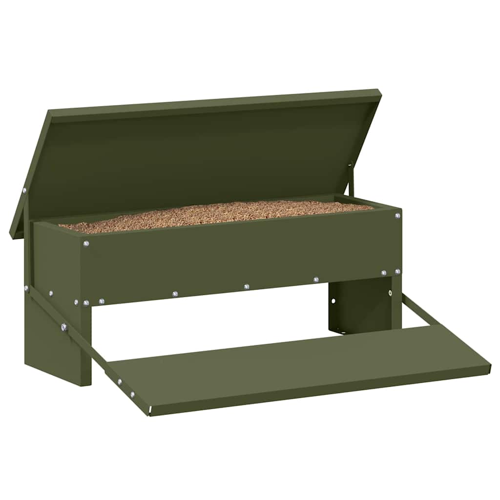 Vidaxl kippen treadle voeder olijf groen 48,5 x 39,5 x 19 cm