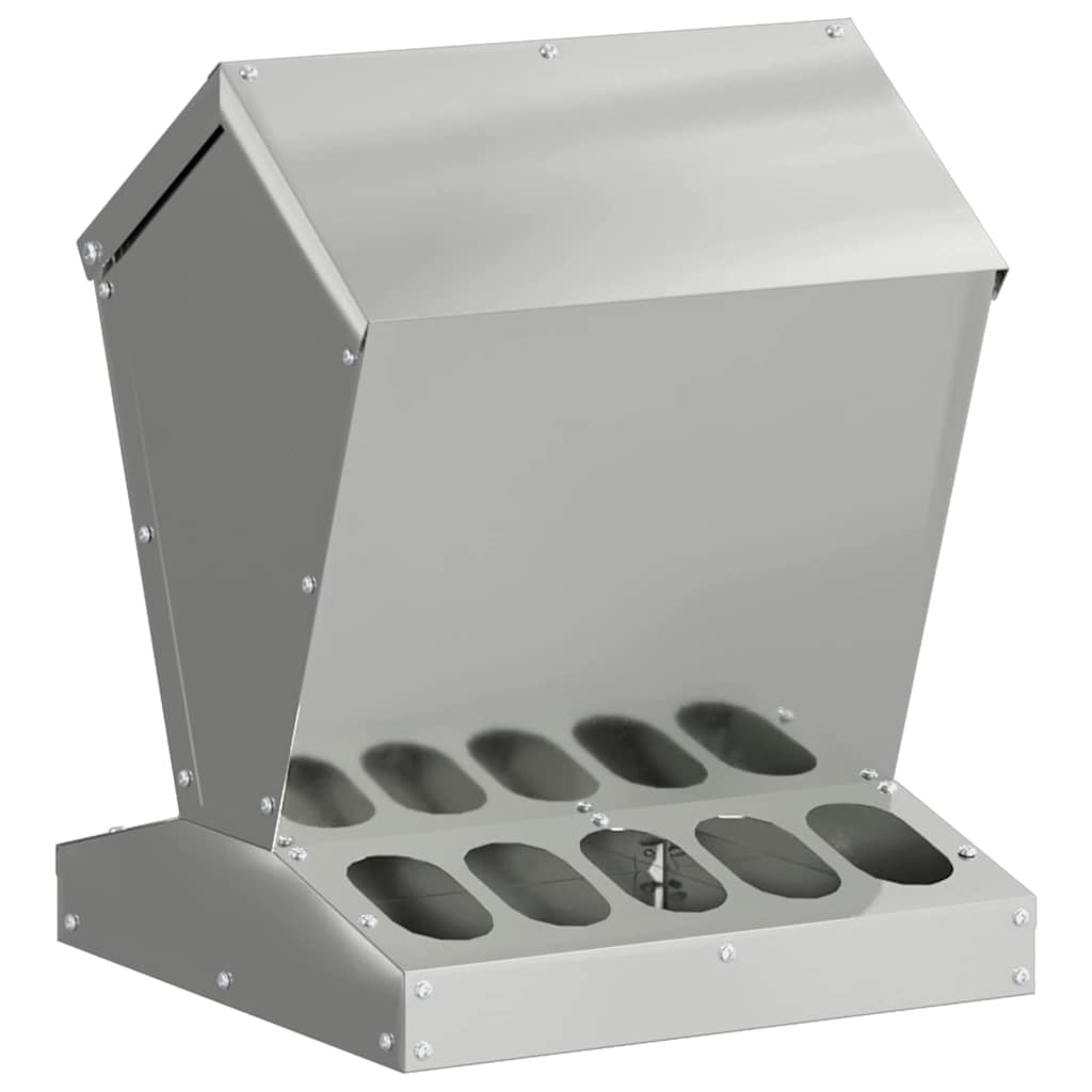 Vidaxl kip voerbak zilver 30 x 30 x 39 cm gegalvaniseerd staal