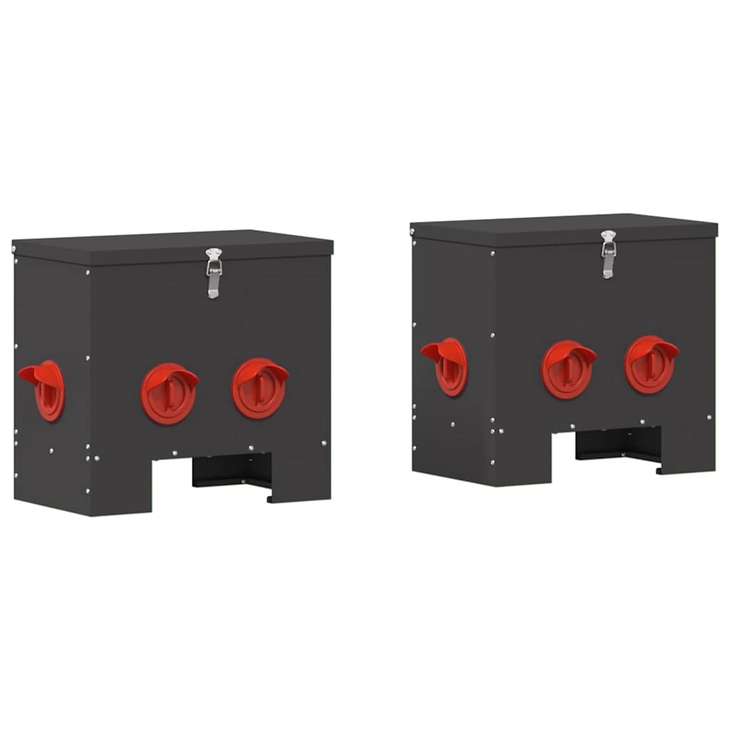 Vidaxl kip voerbak 2 pcs zwart 40,5 x 25 x 38 cm koudgewalst staal