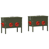 Vidaxl kip voerbak 2 pcs olijf groen 41,5 x 20,5 x 33 cm