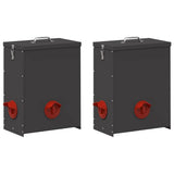 Vidaxl kip voerbak 2 pcs zwart 32,5 x 20,5 x 43 cm koudgewalst staal