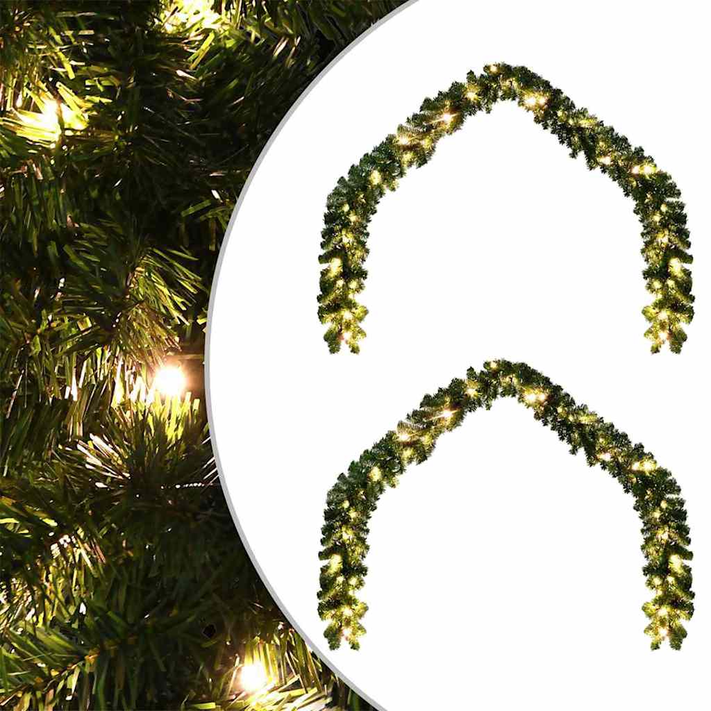 Vidaxl kerstkrans met 600 led 2 pcs groen pvc