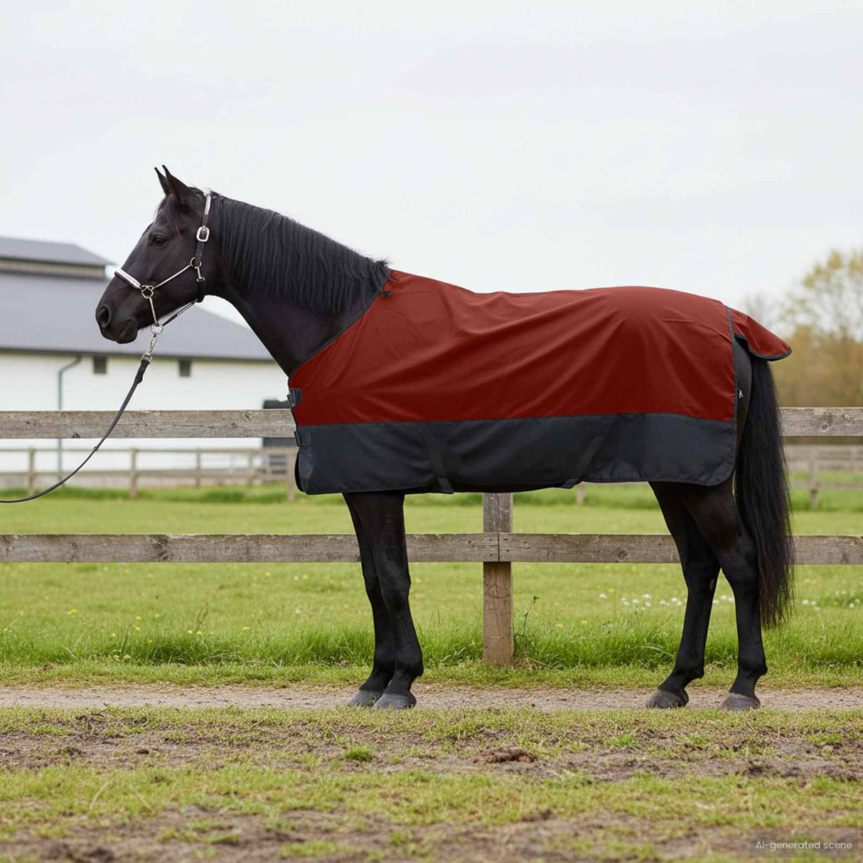 Vidaxl paardendeken donkergroen en zwart 165 cm polyester