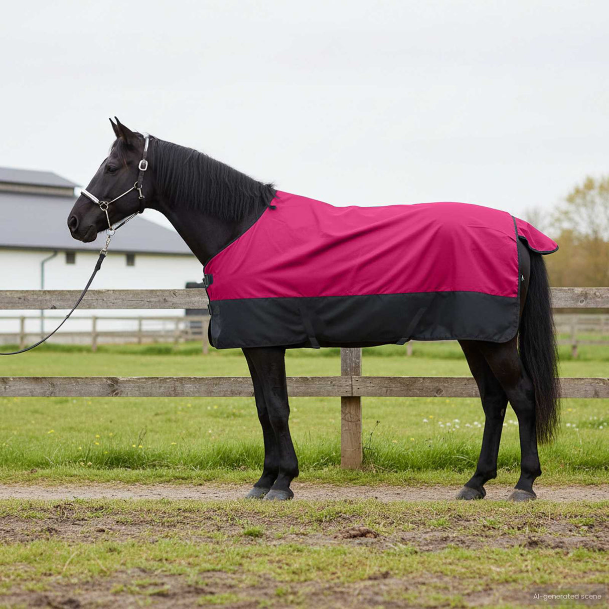 Vidaxl paardendeken roze en zwart 125 cm polyester