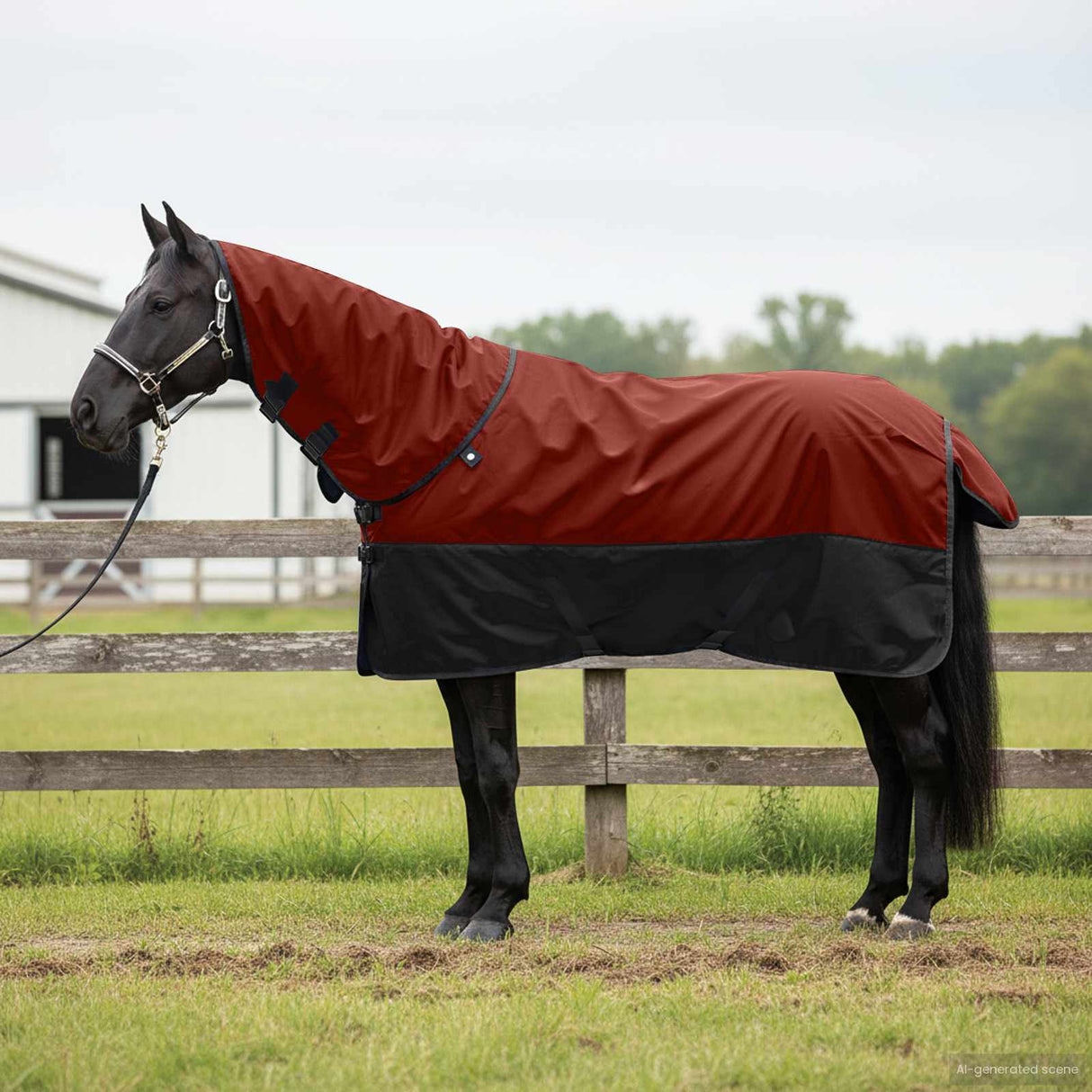 Vidaxl paardendeken donkergroen en zwart 155 cm polyester