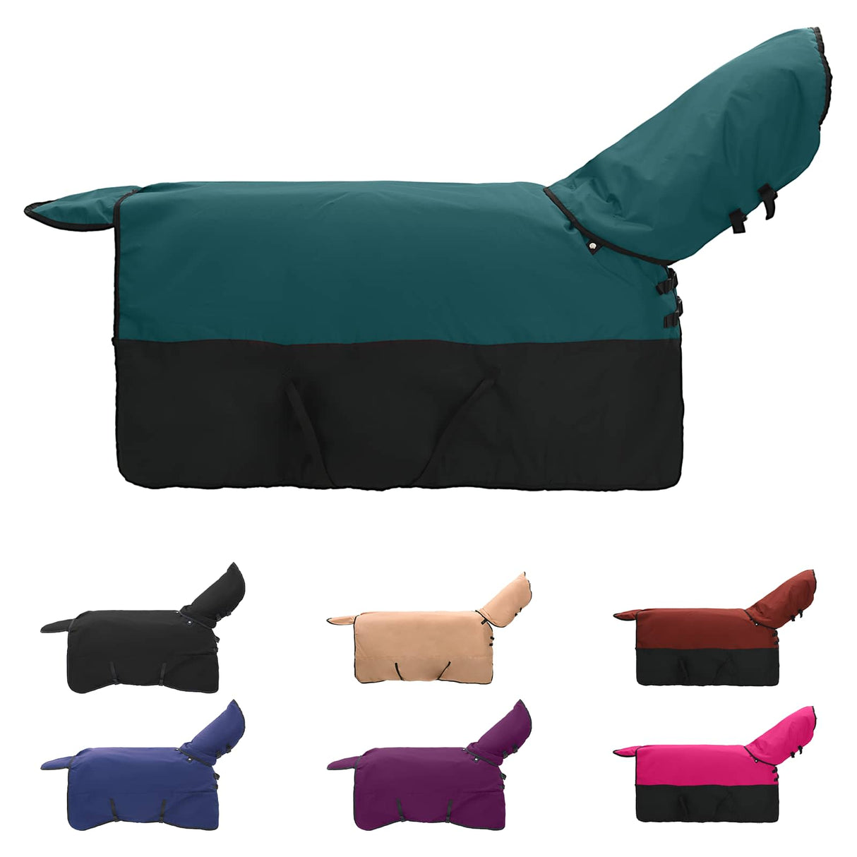 Vidaxl paardendeken donkergroen en zwart 165 cm polyester