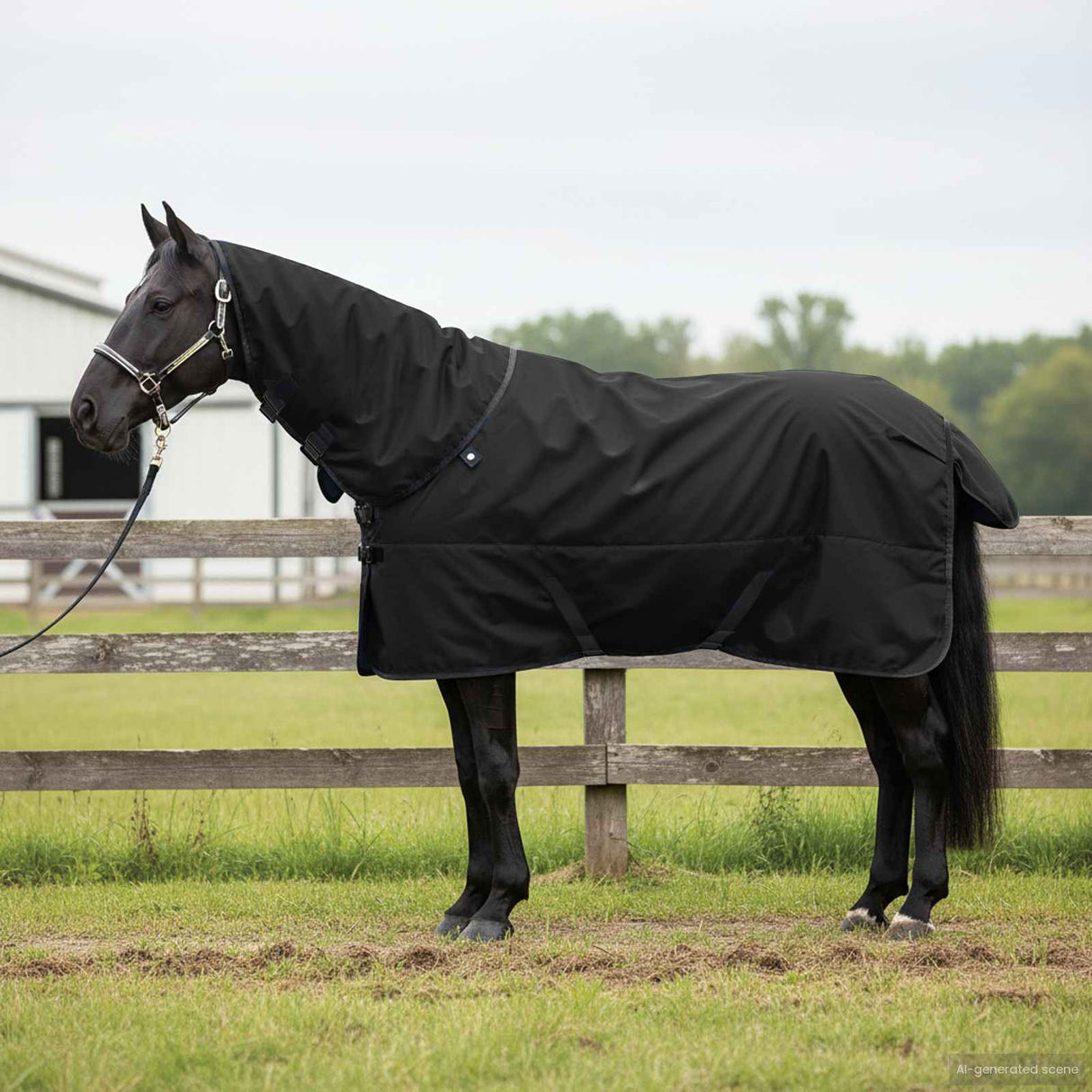 Vidaxl paardendeken donkergroen en zwart 95 cm polyester