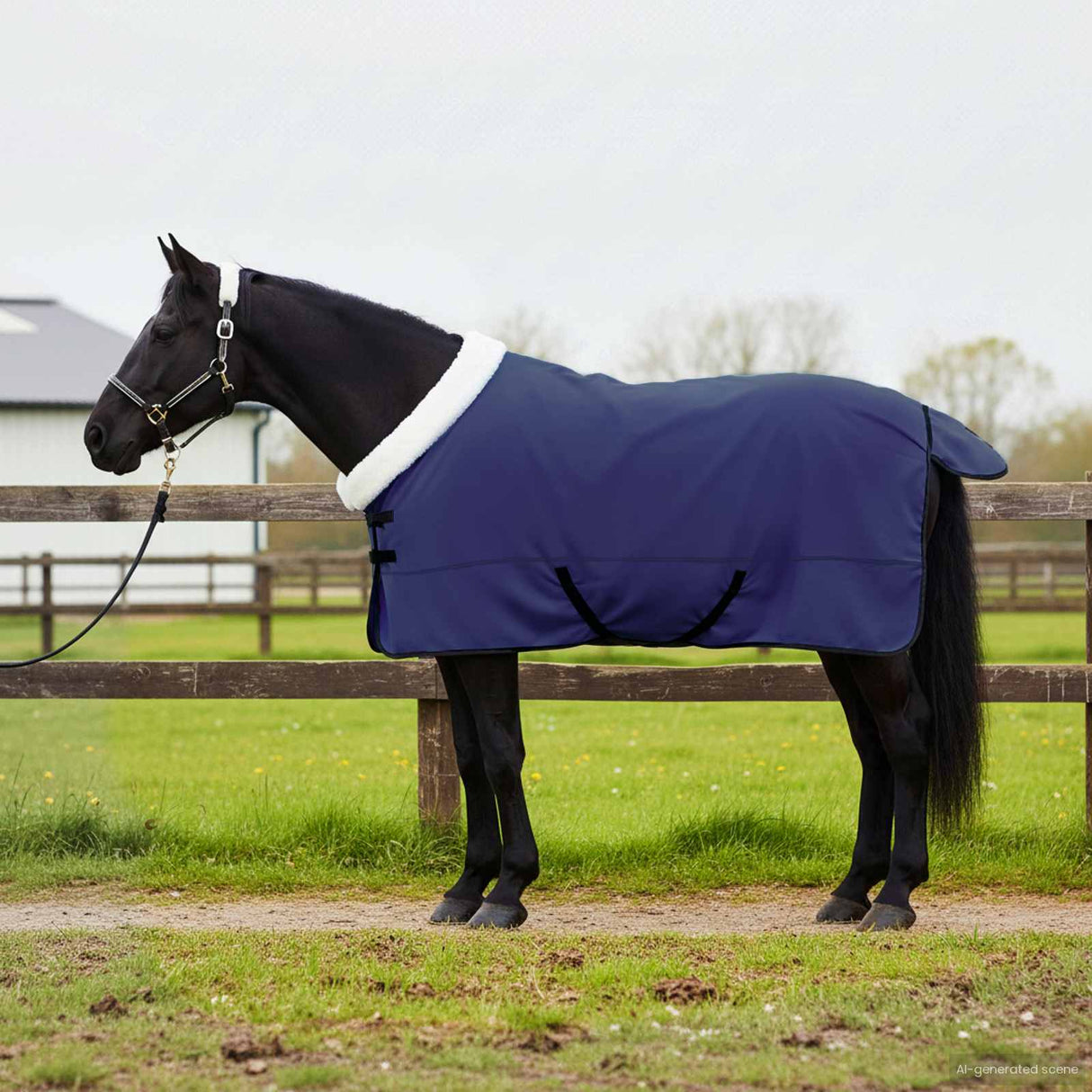 Vidaxl paardendeken marineblauw 125 cm polar fleece