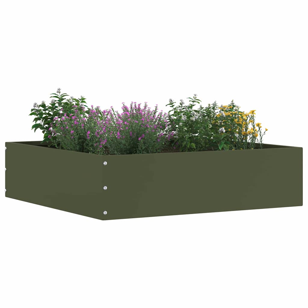 Vidaxl tuinrand olijfgroen 50 x 50 x 13 cm staal