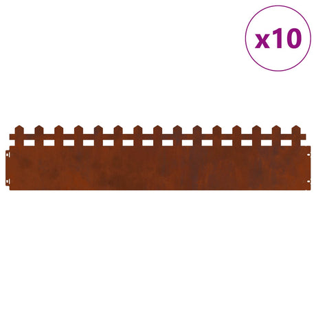 Vidaxl gazonranden 10 pcs roestig 103 x 0,05 x 22 cm cortenstaal