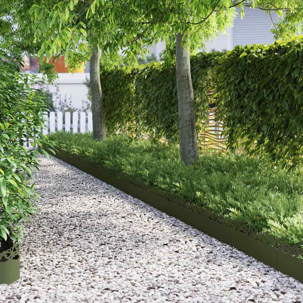 Vidaxl gazonranden 10 pcs olijf groen 103 x 0,05 x 22 cm staal