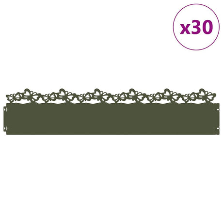 Vidaxl gazonranden 30 pcs olijf groen 103 x 0,05 x 22 cm staal