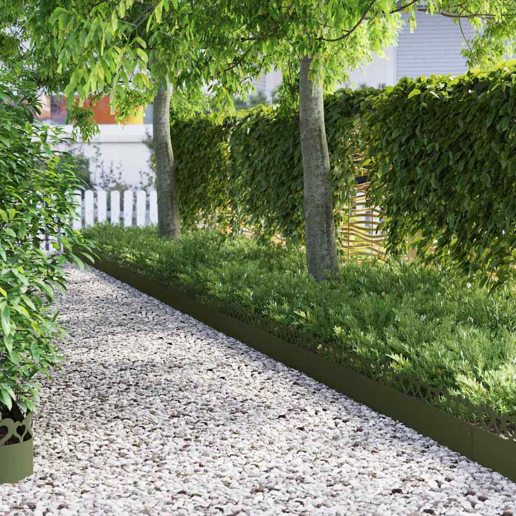 Vidaxl gazonranden 10 pcs olijf groen 103 x 0,05 x 22 cm staal