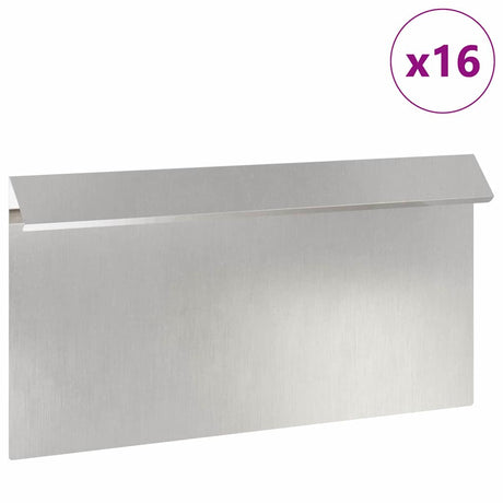 Vidaxl slakkenhekje 16 pcs zilver 50 x 3,5 x 25 cm roestvrij staal