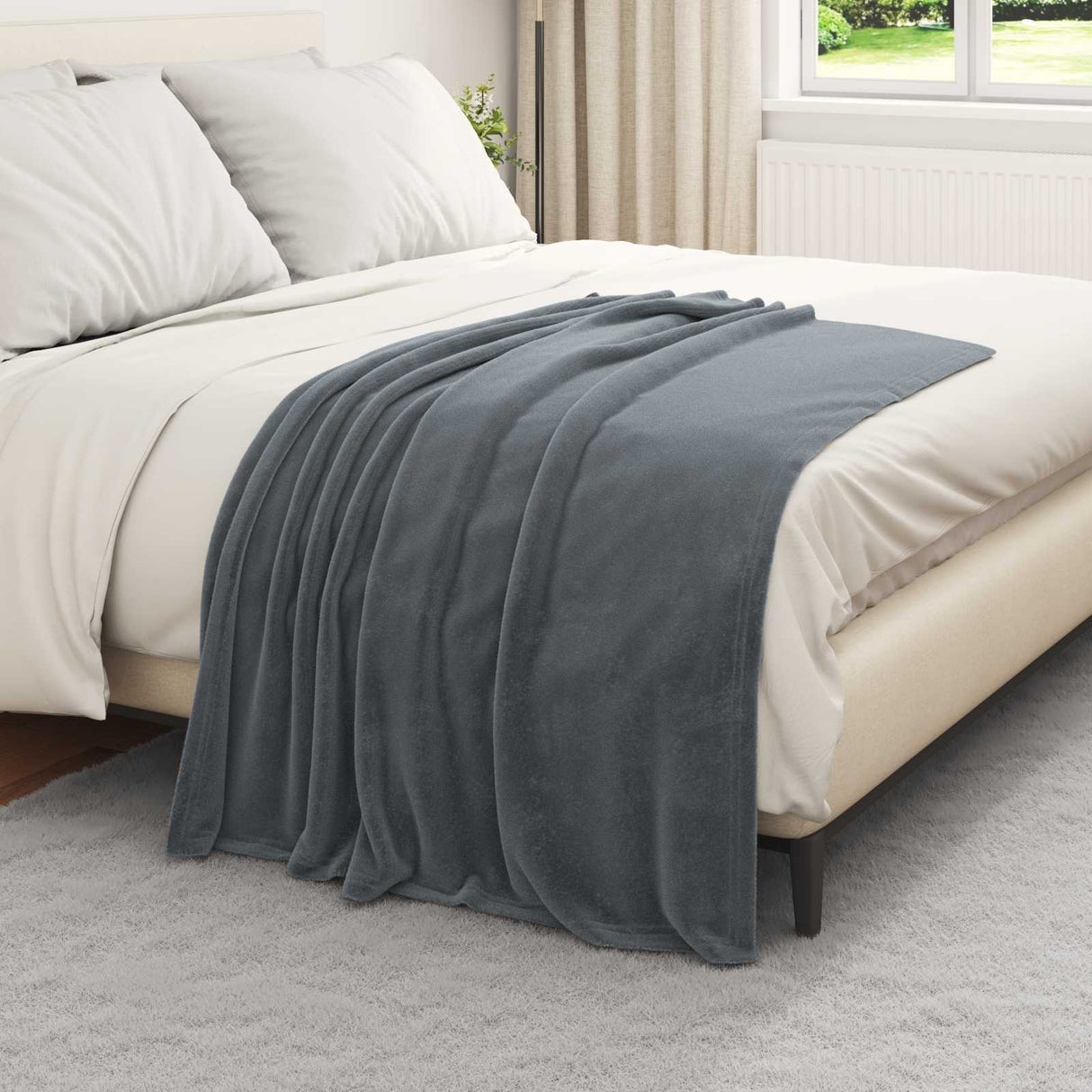 Vidaxl gooi deken donkergrijs 130 x 150 cm fleece