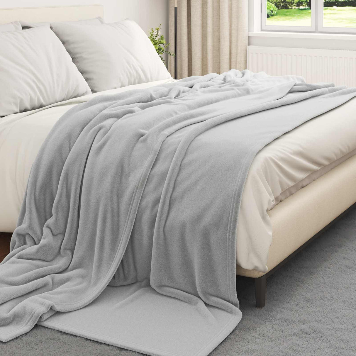 Vidaxl gooi deken grijs 220 x 240 cm fleece