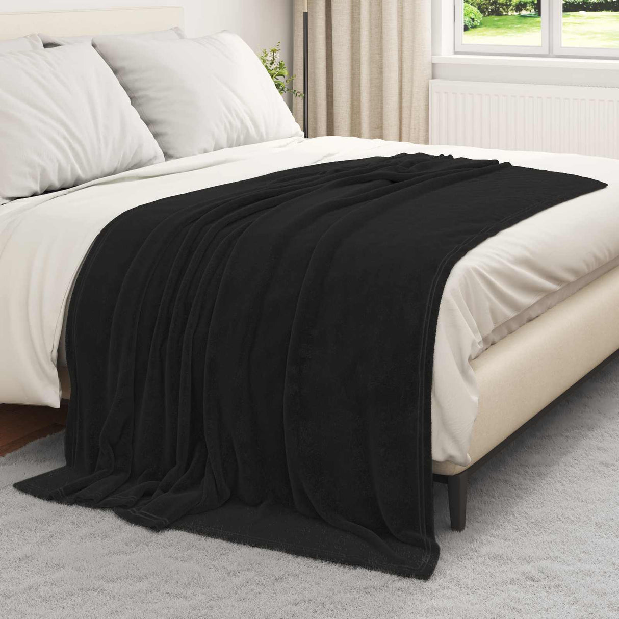 Vidaxl gooi deken zwart 150 x 200 cm fleece