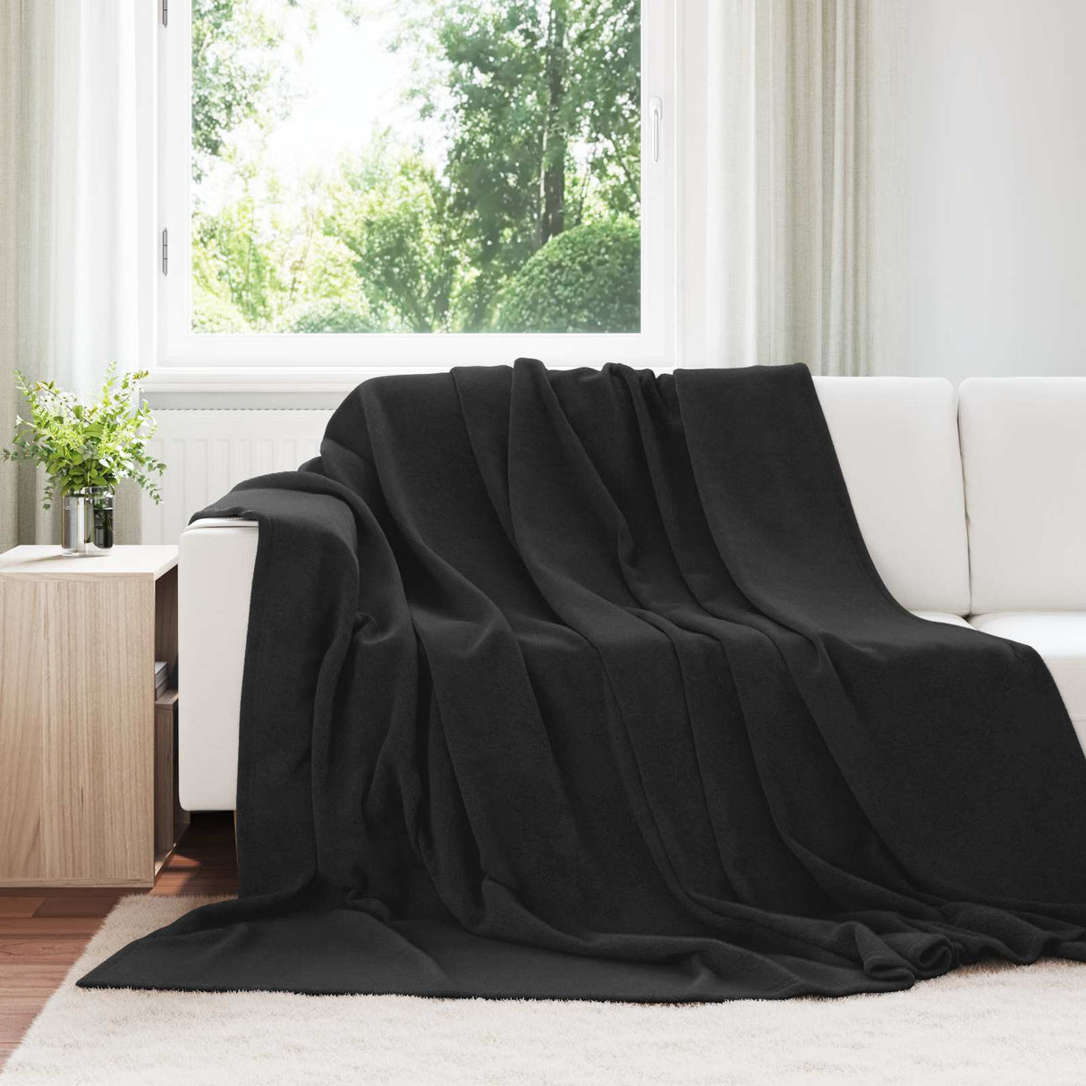 Vidaxl gooi deken zwart 240 x 270 cm fleece