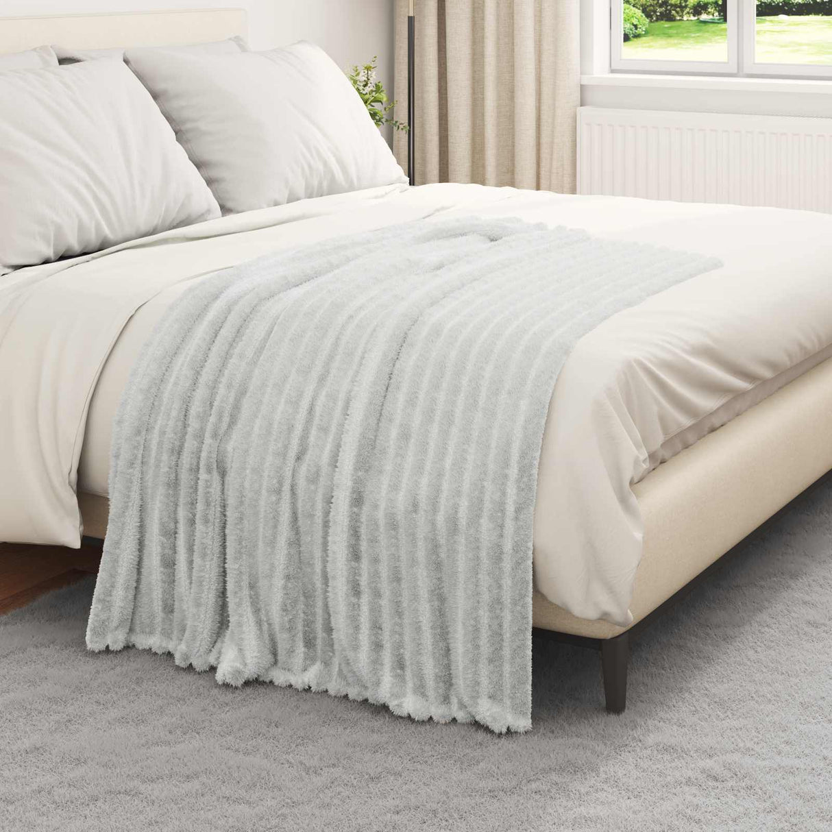 Vidaxl gooi deken grijs 150 x 130 cm fleece