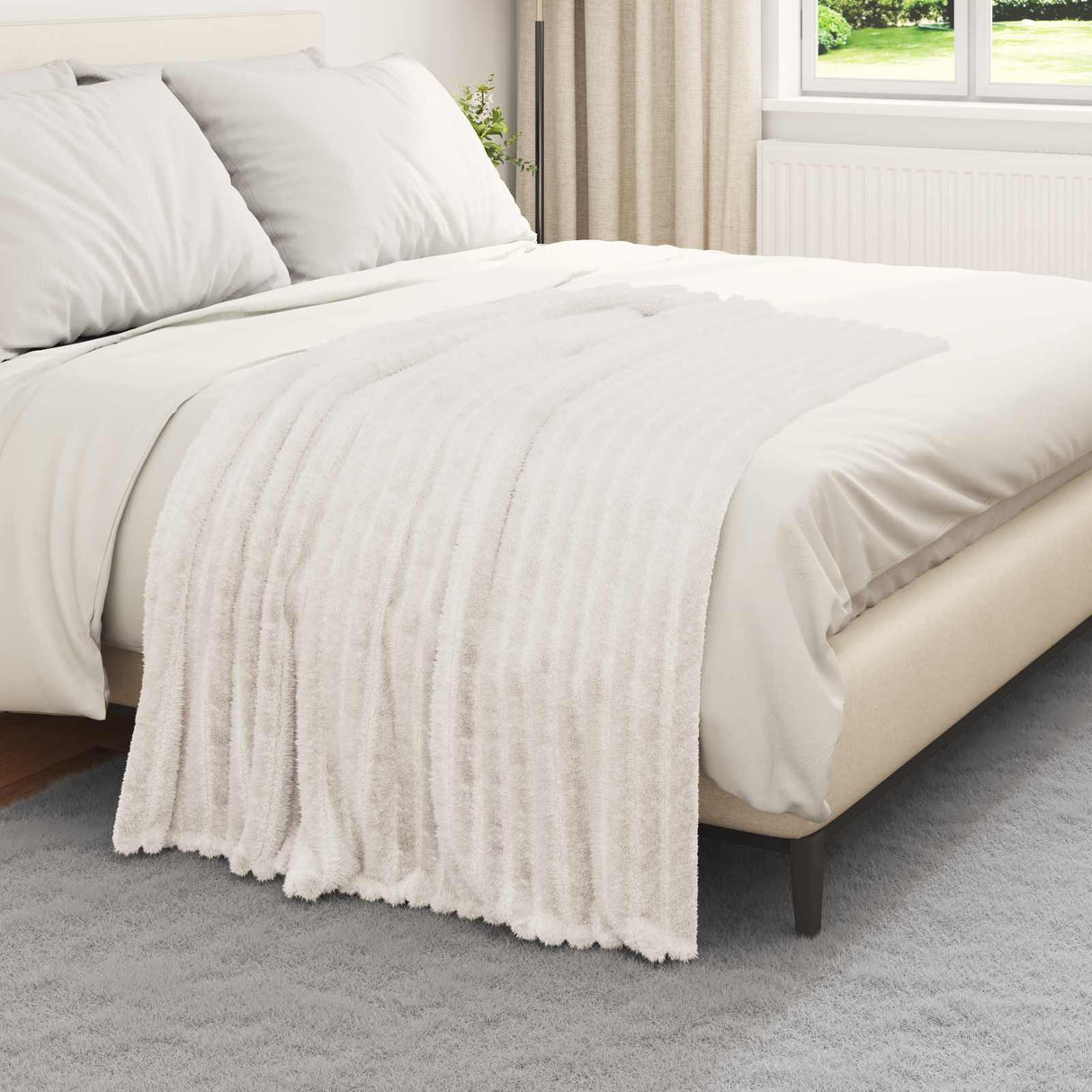 Vidaxl gooi deken crème 150 x 130 cm fleece